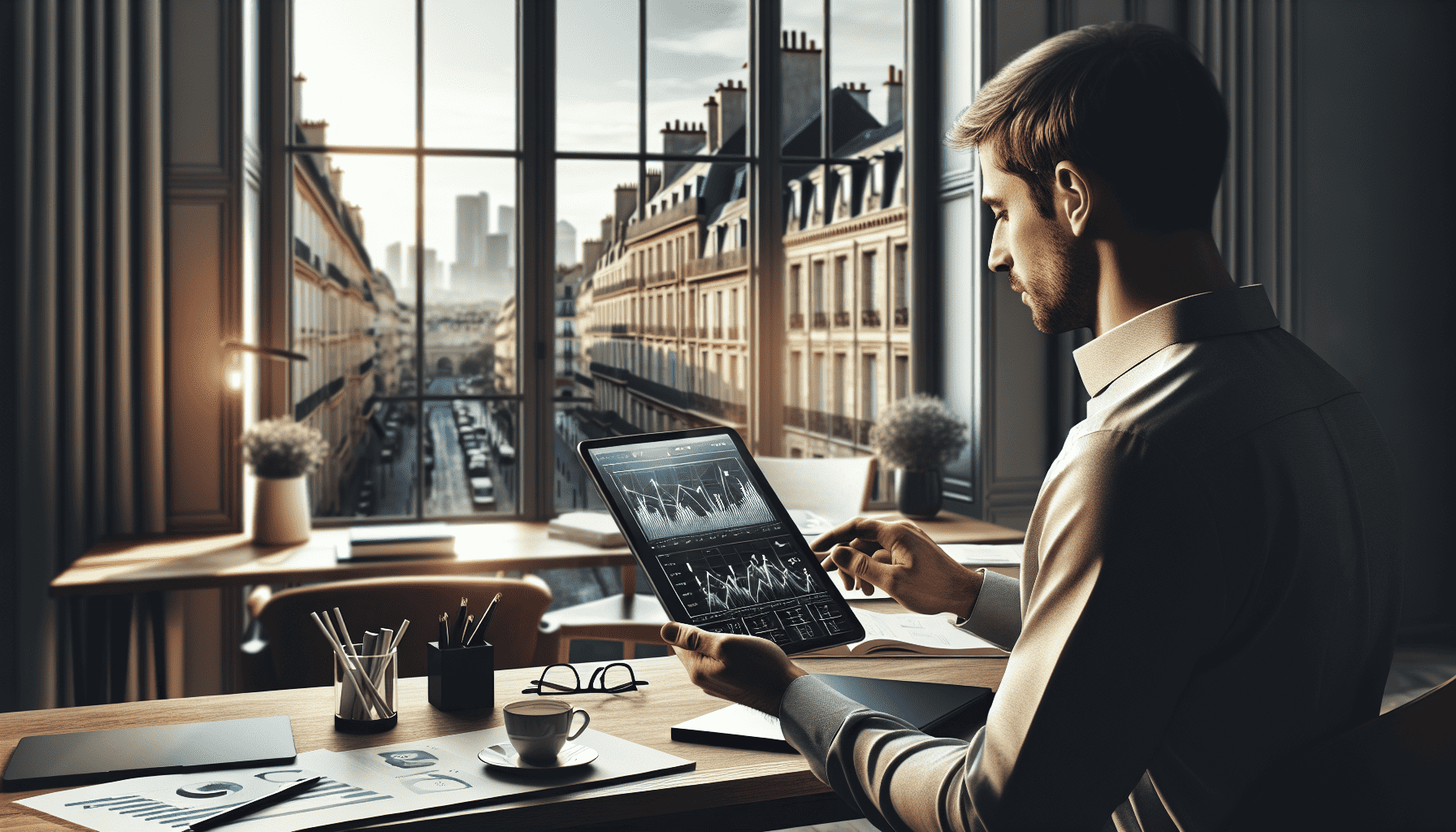 National Bank of Kuwait online banking user with tablet